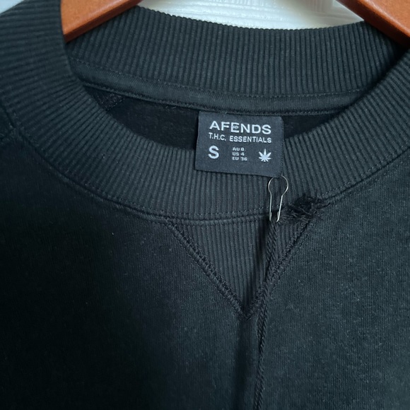 NWT Afends Hemp Homebase Cropped Long sleeved Black Sweater Sz 4 or Small - Picture 6 of 12